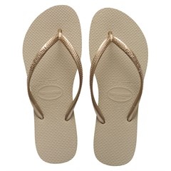 SANDÁLIA FEMININA HAVAIANAS SLIM LISA AREIA/DOURADO 35/36