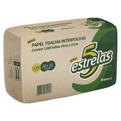 PAPEL TOALHA 5 ESTRELAS INTERFOLHADO BRANCO 20X21CM 1000 FOLHAS