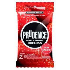 PRESERVATIVO PRUDENCE CORES E SABORES MORANGO 3UN
