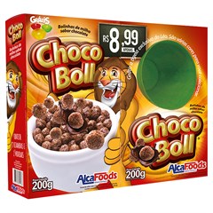 CEREAL MATINAL ALCAFOODS CHOCOBOLL CAIXA 200G 2UN