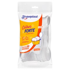 COLHER DESCARTÁVEL STRAWPLAST FORTE BRANCA 50UN