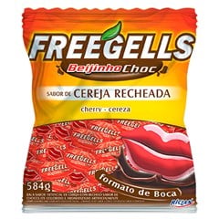 BALA DURA FREEGELLS BEIJINHO CHOC CEREJA RECHEADA 584G