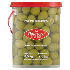 AZEITONA VERDE LA VIOLETERA MÉDIA COM CAROÇO BALDE 2KG