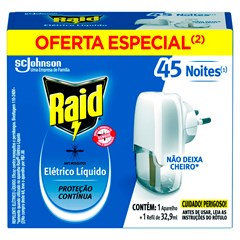 INSETICIDA ELÉTRICO RAID 45 NOITE REFIL 32,9ML