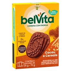 BISCOITO INTEGRAL BELVITA CACAU E CEREAIS 25G 3UN