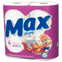PAPEL HIGIÊNICO MAX PURE FOLHA DUPLA NEUTRO 30M 4 ROLOS