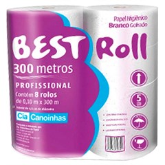 PAPEL HIGIÊNICO BEST ROLL INSTITUCIONAL FOLHA SIMPLES 300M 8 ROLOS