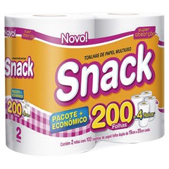 PAPEL TOALHA SNACK 2UN COM 200 FOLHAS CADA