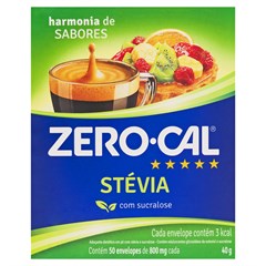 ADOÇANTE EM PÓ ZERO-CAL STÉVIA SACHÊ 0,8G 50UN