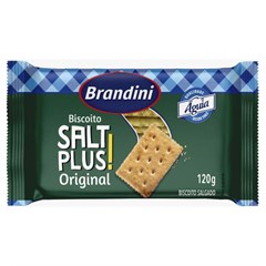 BISCOITO ÁGUA E SAL BRANDINI SALT PLUS ORIGINAL 120G