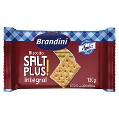 BISCOITO ÁGUA E SAL BRANDINI SALT PLUS INTEGRAL 120G