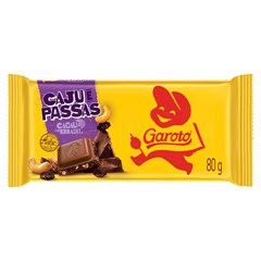 CHOC GAROTO TABL CAJU E PASSAS 80G