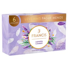 SABONETE EM BARRA FRANCIS VEGETAL LAVANDA E ÂMBAR 90G 6UN