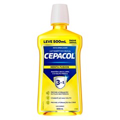 ENXAGUANTE BUCAL CEPACOL MENTA FUSION ZERO ÁLCOOL LV500ML PG350ML