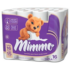 PAPEL HIGIÊNICO MIMMO FOLHA DUPLA NEUTRO 30M LV16 PG15 ROLOS