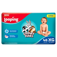 FRALDA INFANTIL LOOPING LOONEY TUNES HIPER TAMANHO XG 46UN