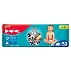 FRALDA INFANTIL LOOPING LOONEY TUNES MEGA TAMANHO XG 26UN