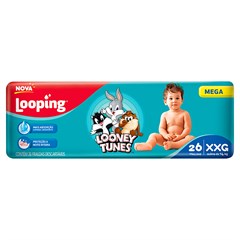 FRALDA INFANTIL LOOPING LOONEY TUNES MEGA TAMANHO XXG 26UN
