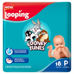 FRALDA INFANTIL LOOPING LOONEY TUNES JUMBINHO TAMANHO P 18UN