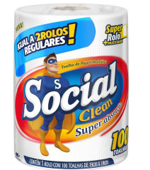 PAPEL TOALHA SOCIAL CLEAN FOLHA DUPLA 1UN 100FLS