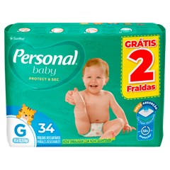 FRALDA INFANTIL PERSONAL BABY PROTECT & SEC MEGA TAMANHO G LV34 PG32UN