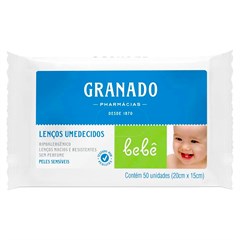 LENÇO UMEDECIDO GRANADO PELE SENSÍVEL 50UN