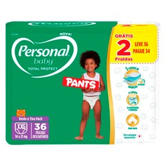 FRALDA INFANTIL PERSONAL BABY PANTS TOTAL PROTECT TAMANHO XXG 34UN