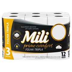 PAPEL HIGIÊNICO MILI PURO CONFORTO FOLHA TRIPLA 20M 12 ROLOS