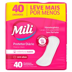 ABSORVENTE PROTETOR DIÁRIO MILI SUAVE SEM PERFUME 40UN
