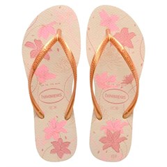 SANDÁLIA FEMININA HAVAIANAS SLIM ORGANIC BEGE/DOURADO 33/34
