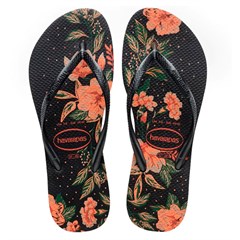 SANDÁLIA FEMININA HAVAIANAS SLIM ORGÂNICO PRETO/CINZA ESCURO 35/36