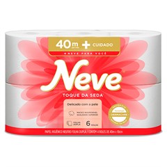PAPEL HIGIÊNICO NEVE TOQUE DE SEDA FOLHA DUPLA NEUTRO 40M 6 ROLOS