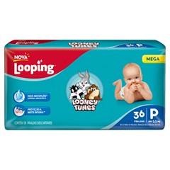 FRALDA INFANTIL LOOPING LOONEY TUNES MEGA TAMANHO P 36UN