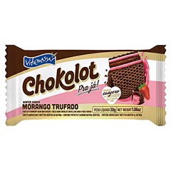 BISCOITO WAFER VITAMASSA CHOKOLOT PRA JÁ MORANGO COM TRUFA 30G