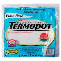 PRATO DESCARTÁVEL TERMOPOT RASO 15CM 10UN