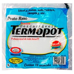 PRATO DESCARTÁVEL TERMOPOT RASO 21CM 10UN