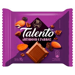 CHOCOLATE TALENTO AO LEITE COM AMÊNDOAS E PASSAS 25G