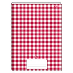 CADERNO BROCHURA JANDAIA 1/4 STIFF CAPA DURA XADREZ VERMELHO 48 FOLHAS