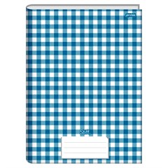 CADERNO BROCHURA JANDAIA 1/4 STIFF CAPA DURA XADREZ AZUL 96 FOLHAS
