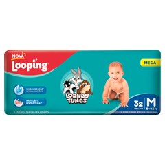 FRALDA INFANTIL LOOPING LOONEY TUNES MEGA TAMANHO M 32UN