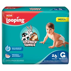 FRALDA INFANTIL LOOPING LOONEY TUNES MEGA TAMANHO G 26UN
