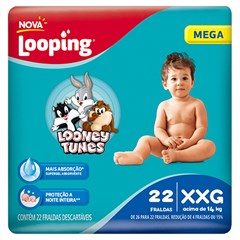 FRALDA INFANTIL LOOPING LOONEY TUNES MEGA TAMANHO XXG 22UN