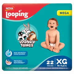 FRALDA INFANTIL LOOPING LOONEY TUNES MEGA TAMANHO XG 22UN