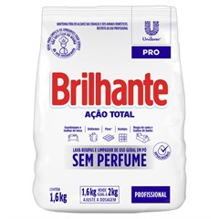 SABÃO EM PÓ BRILHANTE AÇÃO TOTAL SEM PERFUME SACHÊ 1,6KG