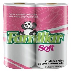 PAPEL HIGIÊNICO FAMILIAR SOFT FOLHA SIMPLES NEUTRO 30M 4 ROLOS