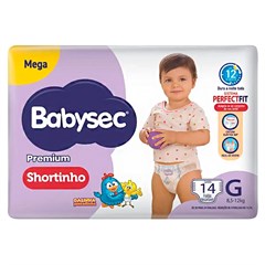 FRALDA INFANTIL BABYSEC SHORTINHO ULTRA JUMBO TAMANHO G 14UN