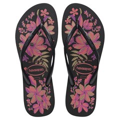 SANDÁLIA FEMININA HAVAIANAS  SLIM ORGANIC PRETO E CINZA 37/38