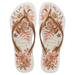 SANDÁLIA FEMININA HAVAIANAS SLIM ORGANIC BRANCO E DOURADO 37/38