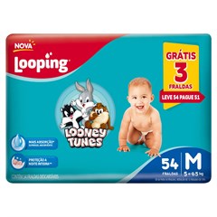 FRALDA INFANTIL LOOPING LOONEY TUNES HIPER TAMANHO M 54UN