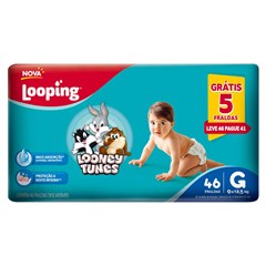 FRALDA INFANTIL LOOPING LOONEY TUNES HIPER TAMANHO G 46UN